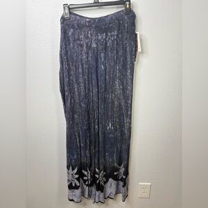 NWT-Raya Sun Crepe Batik Wide Leg Pants 2X Blue